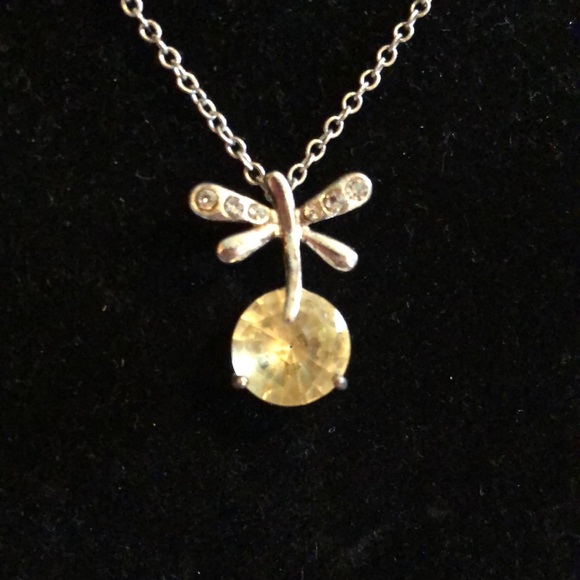 Yellow diamond dragonfly necklace - Picture 2 of 2